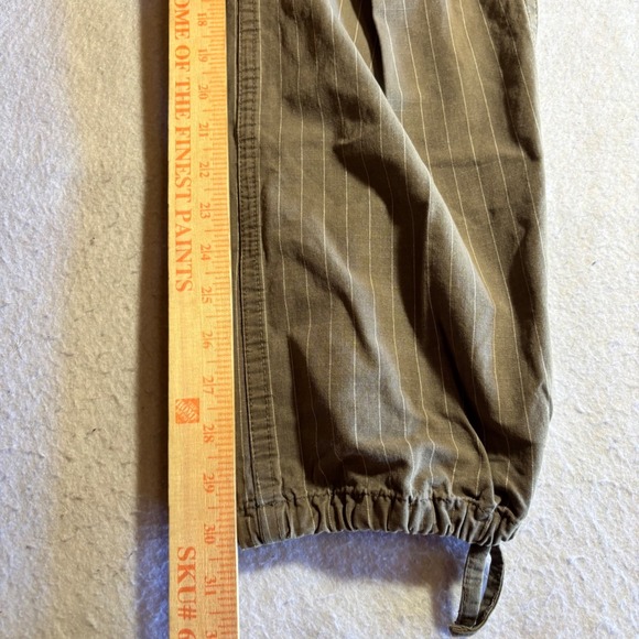Vintage Stussy Mens Cargo Pants Tan Pinstripe Drawstring Bottom Size‎ 30 Cotton - Picture 8 of 12